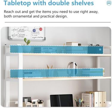 Комп'ютерний стіл 80 x 50 см з полицями, білий та світло-бежевий для дому та офісу