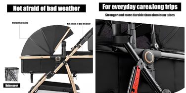 Дитяча коляска MoLi 3 в 1 з реверсивним блоком, великою люлькою та алюмінієвим шасію (V8 Black)