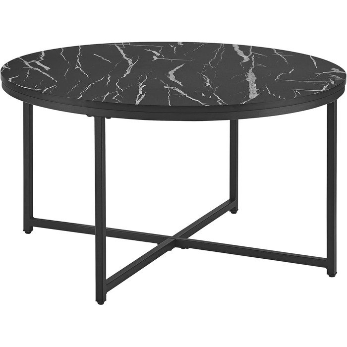 Журнальний столик Uppvidinge Журнальний столик 45x80 см Стіл для вітальні круглий мармур/чорний мармур Чорний / Чорний