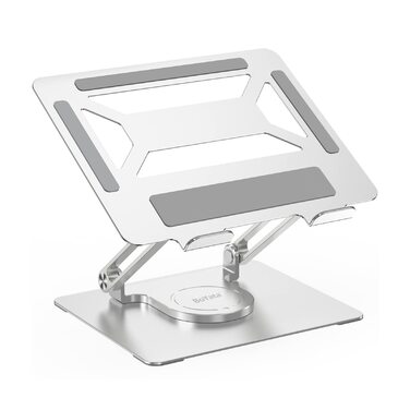 Підставка для ноутбука BoYata настільна, регульована, з поворотним основанням 360°, ергономічна, складана, сумісна з MacBook Pro/Air, до 17 дюймів - срібна