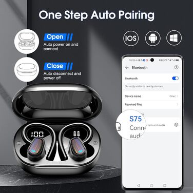 Спортивні навушники OYIB Bluetooth 5.4, мікрофон ENC, 50HD HiFi, світлодіод, IPX7, вушні гачки (чорні)