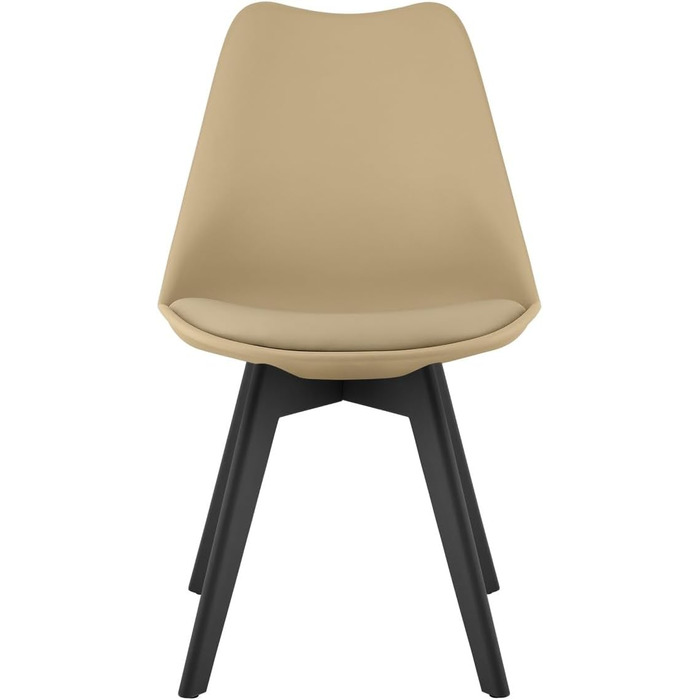 Обідні стільці - Чорні, з м'яким сидінням з екошкіри, поліпропіленові ніжки, сучасний дизайн, набір 4 шт.