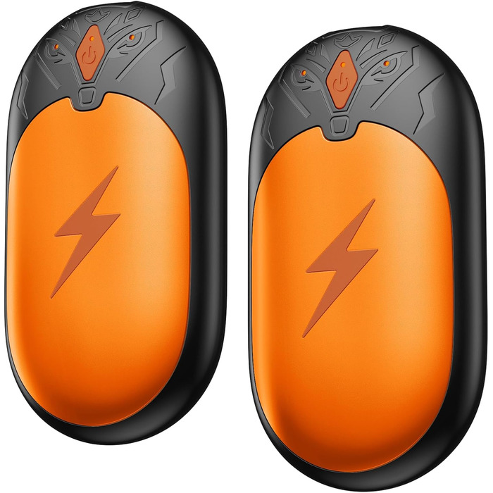 Електричні грілки для рук 2 шт. - легкі, перезаряджувані, з 3 режимами нагріву, до 24 годин роботи, USB, для активного відпочинку взимку (Оранжевий)