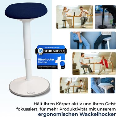 Ергономічний офісний стілець-хокер з регулюванням висоти та ефектом балансування, синій (40-60 см) - найкращий вибір для офісу та стоячої роботи