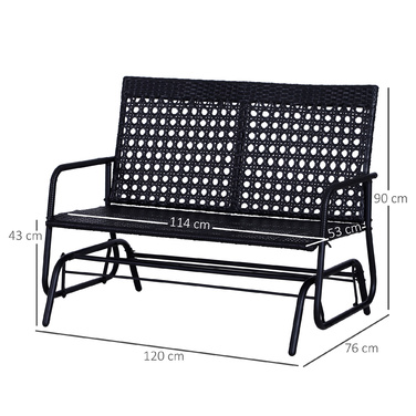 Outsunny Swing Bench Garden Swing 2-місна з поліротангом, стильна садова лавка для відпочинку на свіжому повітрі