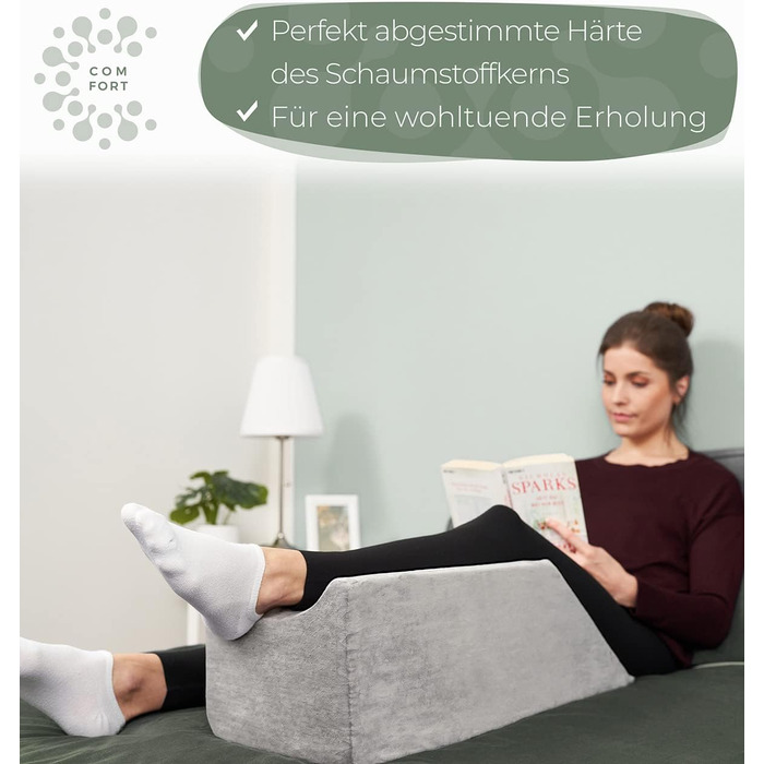 Піднімна подушка для ніг Well B4: підтримка ніг та колін, для лікування вен, сіра