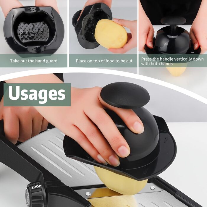 Мандоліновий ніж, 7-в-1, набір для нарізки овочів: овочерізка, тертка для картоплі, цибулі, огірків, капусти, рукавички та щітка для чищення