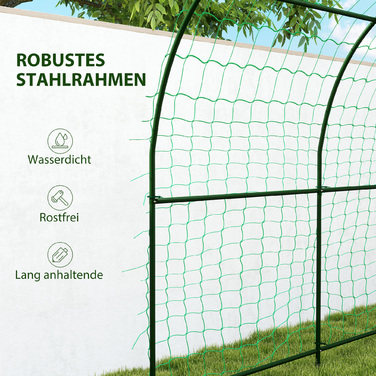 Металева шпалерна сітка для підв'язування рослин, нержавіюча сталь, вигнута, для огірків та інших рослин, 210 x 250 x 216 см, темно-зелений