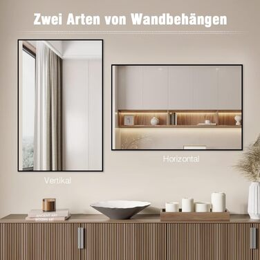 Дзеркало настінне/підлогове Spiegel 40x160 см з рамою, повноекранне, для спальні, вітальні, ванної кімнати, прямокутне, алюмінієва рама (чорний)