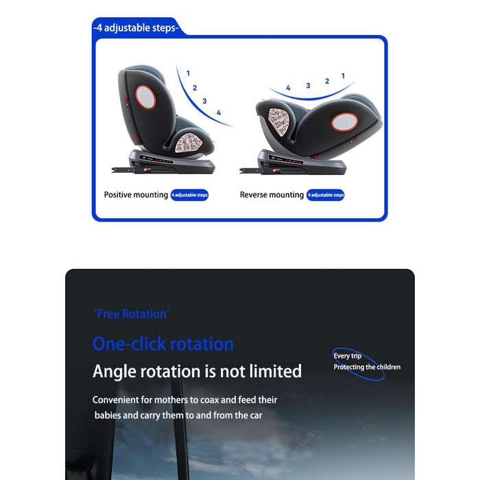 Автокрісло дитяче Magic ZC 360° з регулюванням висоти та нахилу, чорне (без підніжки)