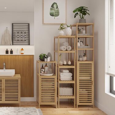 Бамбуковий шафка для ванної кімнати Bellamio Newa Badregal – 5 полиць, 140x33x33 см