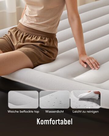 Надувний матрац Airefina для 2 осіб з вбудованим насосом, самонадувний, 190x137x46 см, для дому та кемпінгу