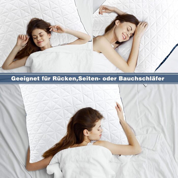 Подушки для сну 40x80 см, 2 шт. Набір подушок для тих, хто спить на боці, подушки для шиї, ортопедичні з преміум-мікрофібровим наповнювачем, дихаючі, м'які та підтримуючі (Темно-синій, 80 x 80 см, 2 шт.)