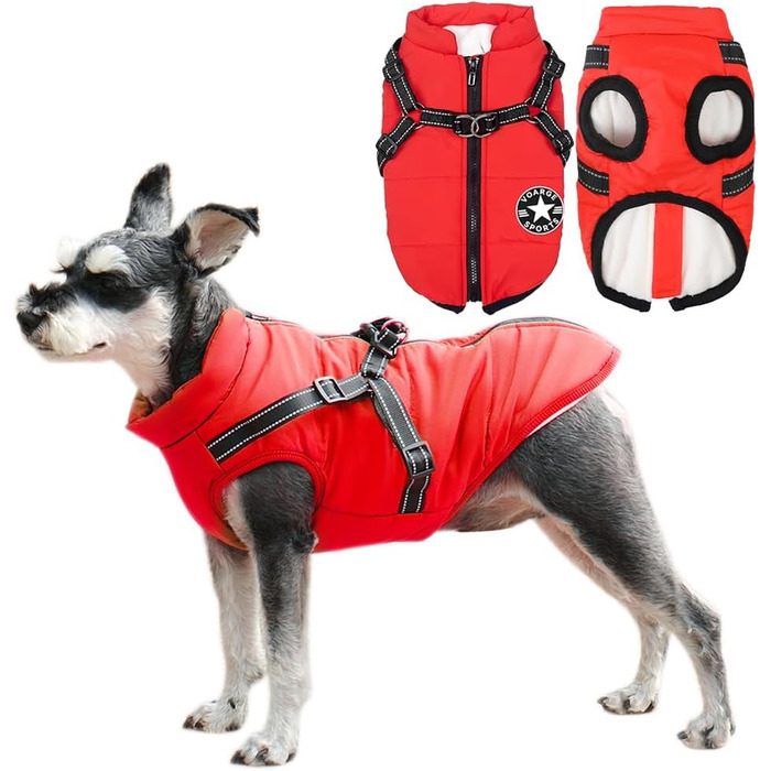 Зимовий жилет Voarge Dog Jacket з шлейкою, водонепроникний, світловідбиваючий, 3XL червоний