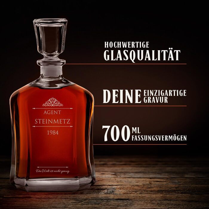 Віскі-карафа Maverton з гравіюванням + набір келихів (2/4/6) - 700 мл. Ідеальний подарунок для чоловіків