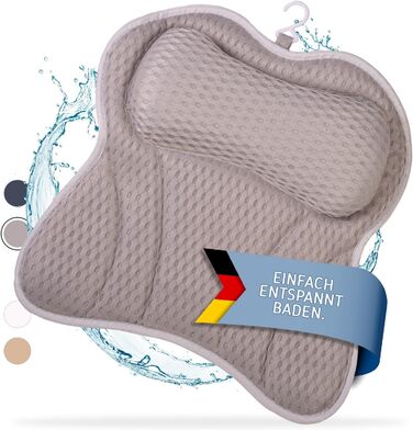 Преміум подушка для ванни з підголовником та підтримкою шиї | Ергономічна подушка для ванни з присосками | Синій (Сірий)