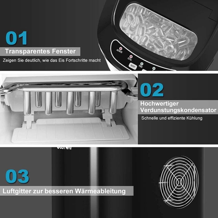 Машина для приготування льоду RELAX4LIFE: 12 кг/24 год, 2 розміри, 2.2 л бак, для дому та офісу (зелена)