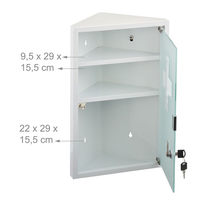 Шафка для медикаментів Relaxdays зі скляними дверцятами
