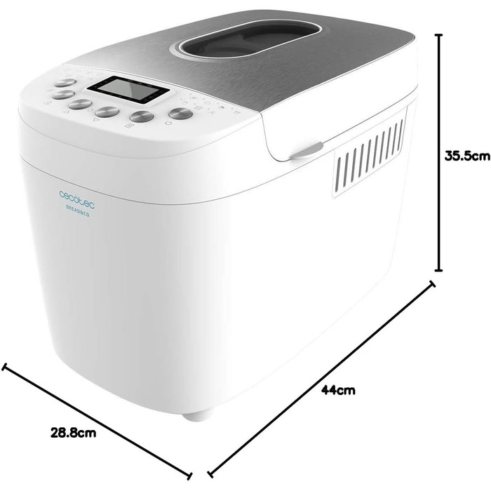 Хлібопечка Cecotec Brotbackautomat Bread&Co 1500 PerfectCook: 850 Вт, 1,5 кг, 15 програм, таймер, миється, рецепти