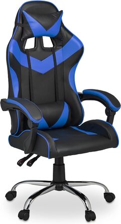 Ігрове крісло Relaxdays, Racing Look, поворотне, регулюється по висоті, подушка для голови та попереку, ВхШхГ 133x68x60 см, чорно-синій