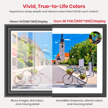 Цифровий фоторамка Frameo 10.1 дюймів: 64GB, 2K сенсорний екран, автоповорот, Frameo App