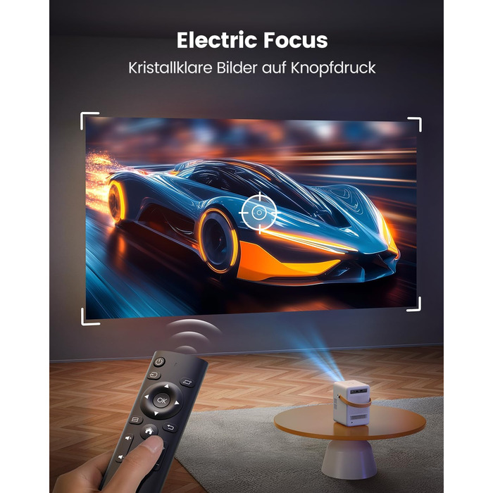 Проектор Toptro Mini Beamer: 1080P Full HD, Android TV, WiFi, Bluetooth, 300 ANSI, Зовнішній, Компактний, з Електричним Фокусом