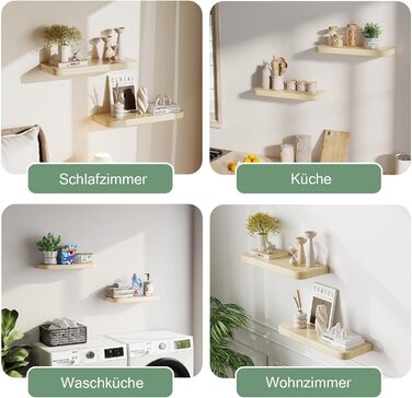 Плаваючі полиці Wandregal з дерева, набір 2 шт., коричневі - настінні полиці без кріплень для вітальні, спальні, кухні, для книг та декору