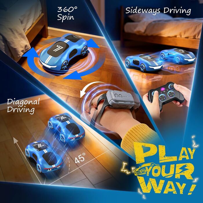 RC Авто на радіокеруванні Stunt Car з світлом та димом, 2.4GHz, для дітей від 6 років, блакитний