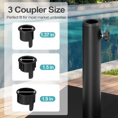 Підставка для парасольки на терасу, 18,1 кг, міцна квадратна підставка з бетону, стійка для парасольки з текового дерева (з колесами), чорна (з колесами)