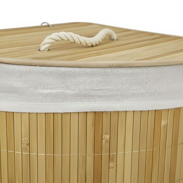 Кошик для білизни кутовий з бамбука Relaxdays з кришкою