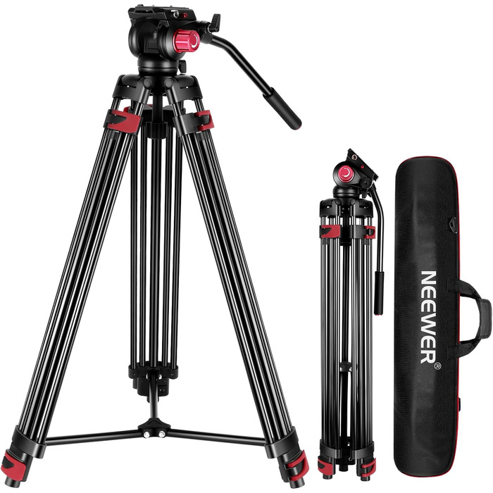 NEEWER відеоштатив 200 см з алюмінію, 360° флюїд-голівка, для DSLR камер Canon, Nikon, Sony, вантажопідйомність 8 кг