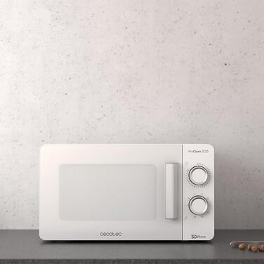 Мікрохвильова піч Cecotec ProClean 3020 20л, 700 Вт, 6 режимів, покриття Ready2Clean, біла