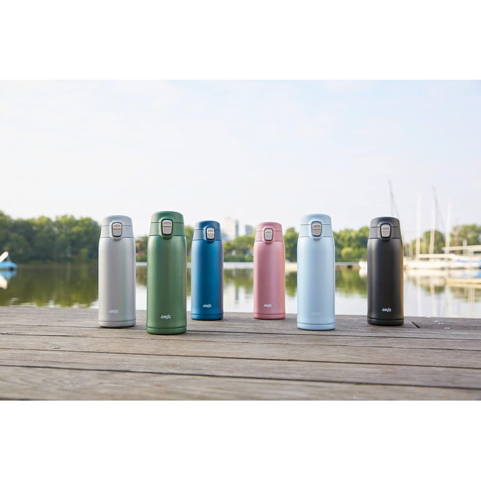 Термокружка Emsa N21518 Travel Mug Light - 0.4 л, нержавіюча сталь, клапан, BPA Free, блакитний колір