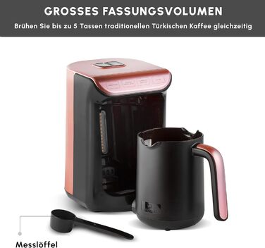 Кавомашина KARACA Hatır Roast для приготування турецького кави, рожеве золото, 5 чашок, 535W, з системою попередження, ложка, легке очищення