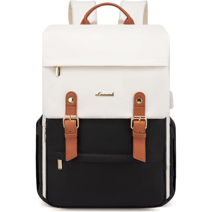 LOVEVOOK Рюкзак для жінок, рюкзак для ноутбука 15.6 дюймів, водонепроникний, для роботи, навчання, подорожей, стильний, бежевий & кавовий колір