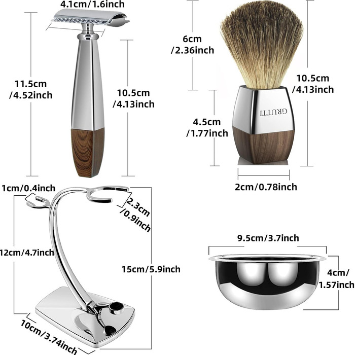 Набір для гоління GRUTTI Premium з бритвою, підставкою та чашею (сумісний з Fusion 5)
