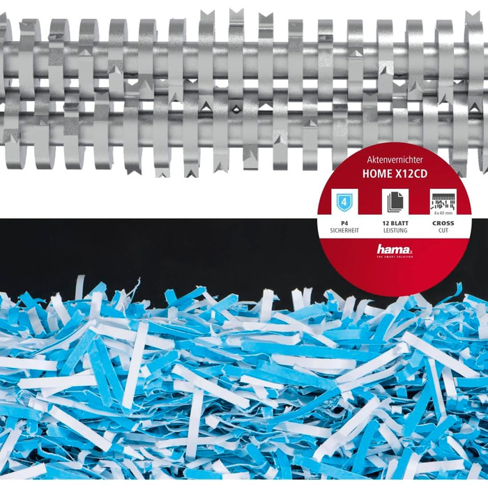 Шредер для документів Hama професійний, електричний, 12 аркушів, безпека 4 (DSGVO), 21 л
