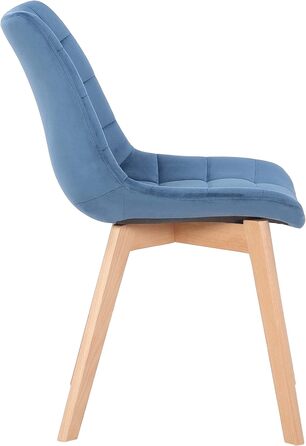 Набір з 2-х обідніх стільців Passaic, велюр, ергономічна м'яка подушка, захист для підлоги, до 150 кг, блакитний колір