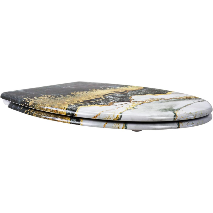 Кришка для унітазу з автоматичним опусканням, з мотивом, з функцією швидкого зняття, кріплення зверху, з Duroplast (UF81950) A Marmor