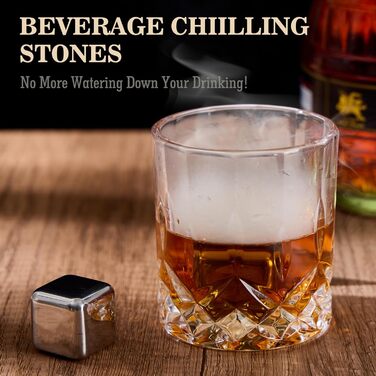 Набір для копчення віскі – Old Fashioned Cocktail, 6 дерев'яних чіпсів, 4 гранітні камені, запальник та аксесуари для поціновувачів віскі та коктейлів (без бутану), гранітні камені з нержавіючої сталі