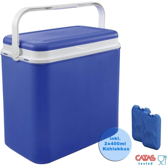 Пакет вартості охолоджувач 24 л Пасивний кулер Сумки-холодильники, що включають 2 пластикові пакети для льоду по 400 мл з полістирольною теплоізоляцією (синій)