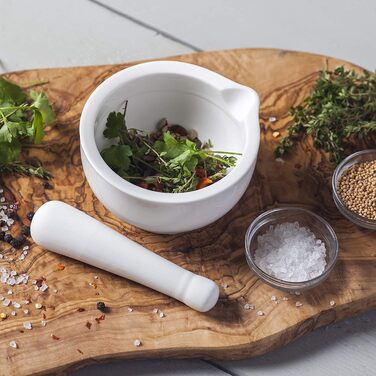 Традиційний ступка та товкачок Bartleet & Sons, порцеляна, 11 см, білий - для трав та спецій