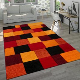 Пако домашній дизайнерський килим в клітку Сучасний ручної роботи контурного крою Червоний Чорний, Розмір (240x330 см)