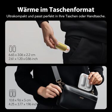 Електричні грілки для рук J-BRAUV 2 шт. 4000mAh з зарядним пристроєм 10000mAh, 3 режими нагріву, USB, до 24 годин, портативні (Золотий)