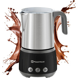 Електричний спінювач молока Maestri House 500 мл 4-в-1 з керуванням Smart Touch, функція пам'яті, для лате, гарячого шоколаду та теплого молока, чорно-сірий