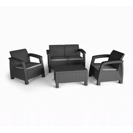 Комплект садових меблів Curver із пластику, сірий, 4 предмети