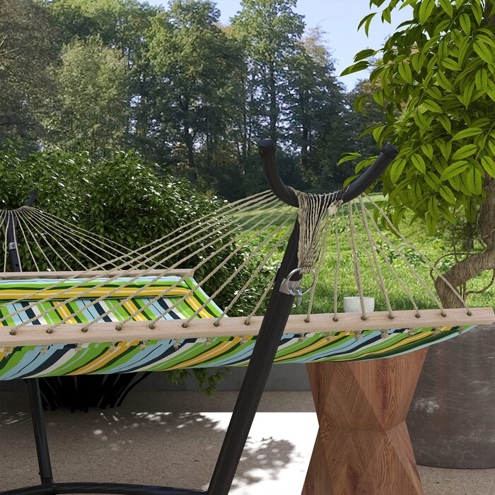 Стійка для гамака, міцна конструкція, стійка до погодних умов, регульована по розміру, 290 см x 120 см x 115 см, чорний