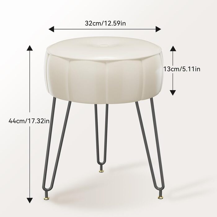 Пуф-табурет для макіяжу YMYNY, стилізування під гарбуз, 32x32x44 см, білий (HBD036W)