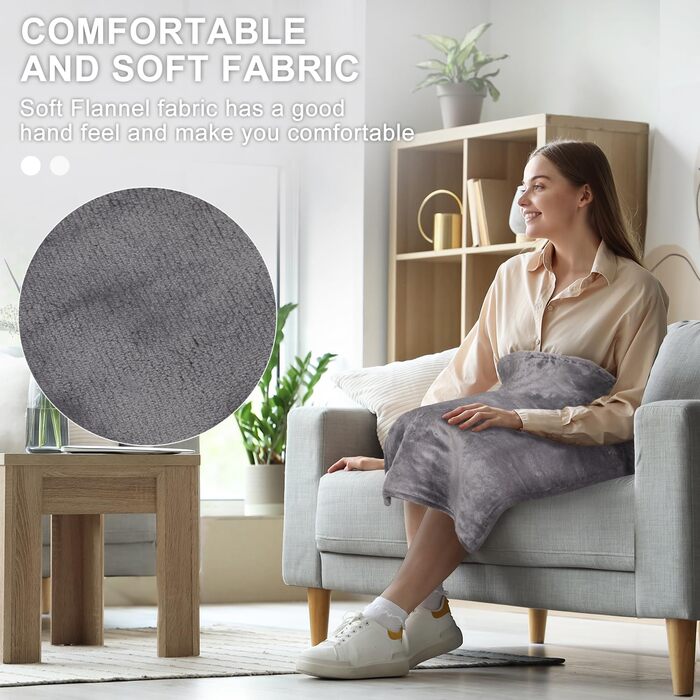 Грілка для спини, шиї та плечей NALONE, 63x100 см, 6 температурних режимів, таймер, фланель, пральна