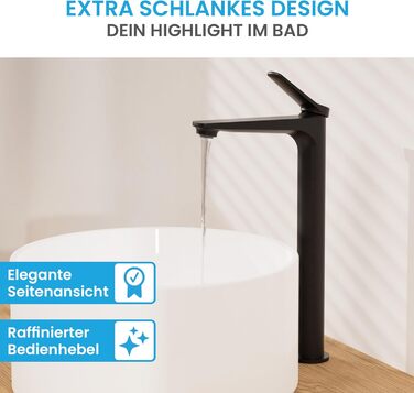 Чорний матовий змішувач для умивальника Bächlein Aldeya - набір для монтажу, сучасний дизайн